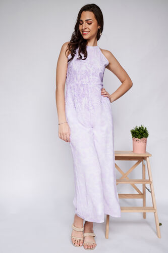 Lilac Floral Straight Jumpsuit, Lilac, image 1
